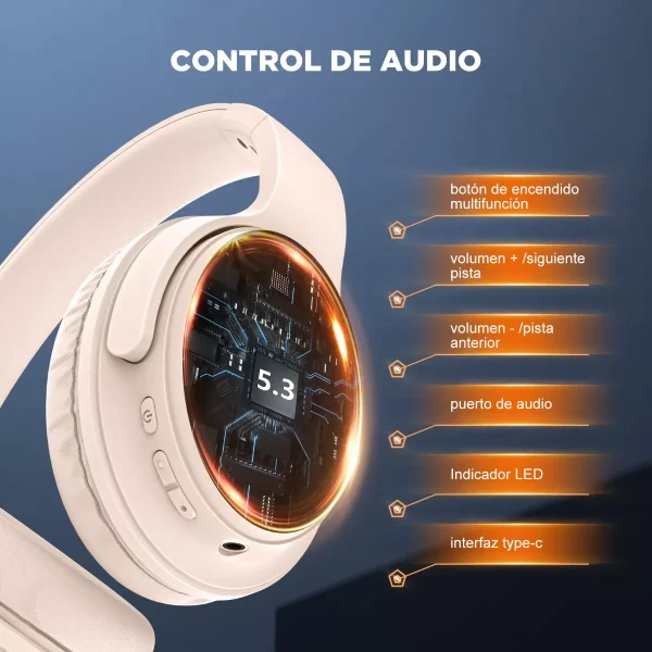 Audífono gamer inalámbrico HTC HP01 blanco con luz LED - Image 2