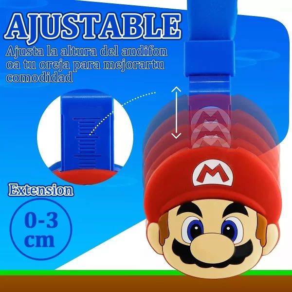 Audífono Súper Mario Diadema Bluetooth Inalámbrico Ajustable - Image 3