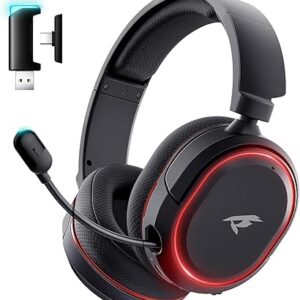Auriculares inalámbricos para juegos, sonido envolvente 7.1, auriculares USB de 2.4 GHz, Bluetooth 5.4, micrófono con cancelación de ruido de 100 horas, luz RGB, auriculares inalámbricos para PC PS5